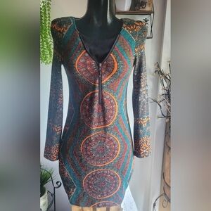 Aryeh multi colored abstract sweater dress Size S